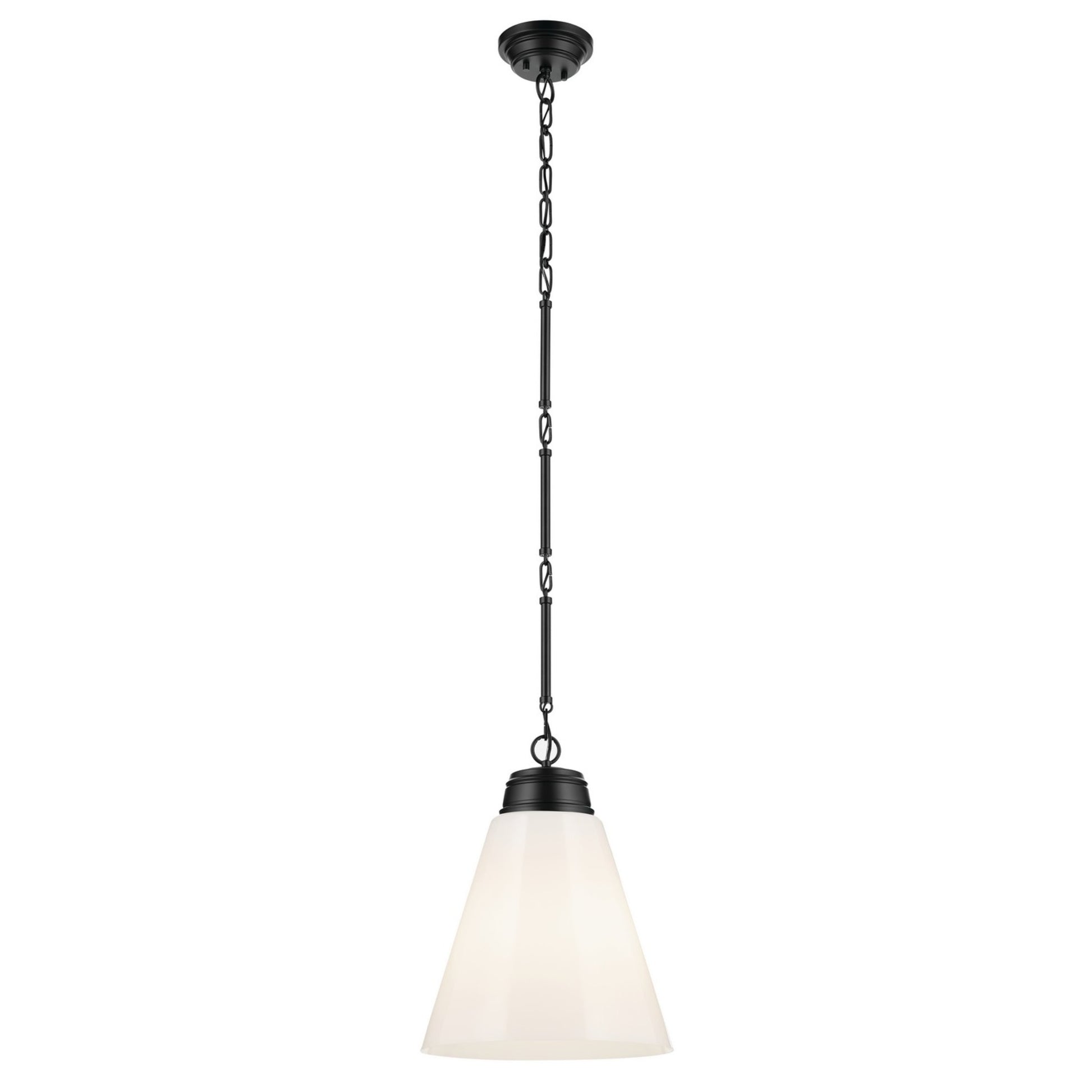 Marsailli 16" Pendant, Black Finish, Opal Glass - Bees Lighting