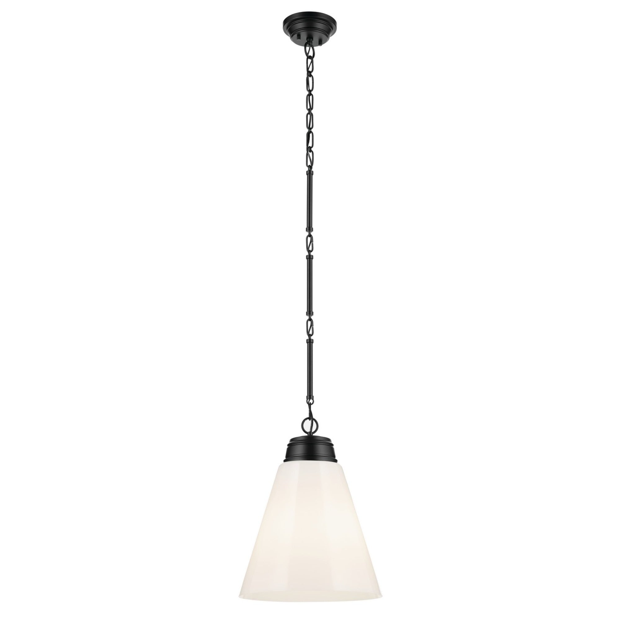 Marsailli 16" Pendant, Black Finish, Opal Glass - Bees Lighting