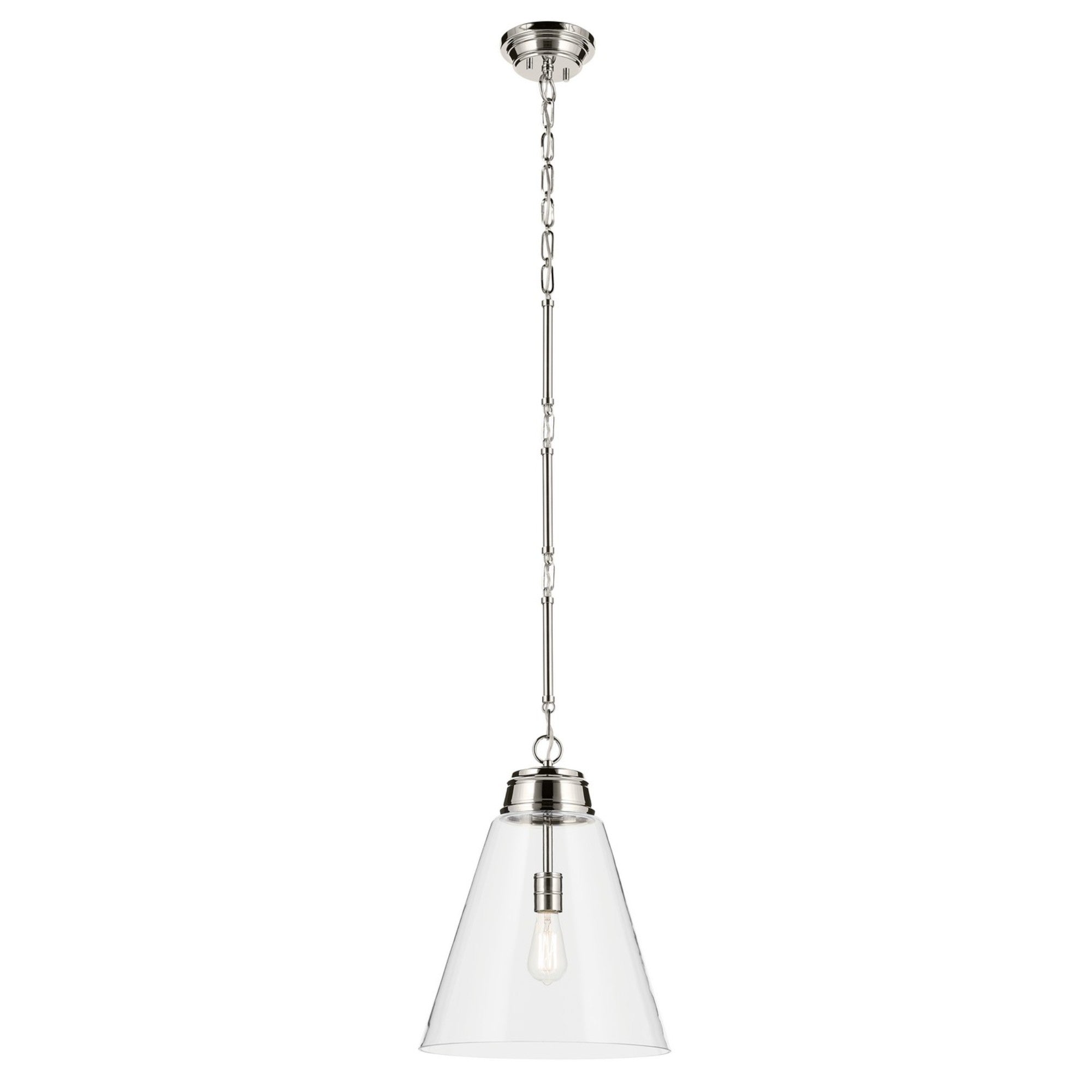 Marsailli 16" Pendant, Polished Nickel Finish, Clear Glass - Bees Lighting