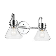 Farum 19" 2-Light Bath Vanity Light, Chrome Finish, Clear Glass - Bees Lighting