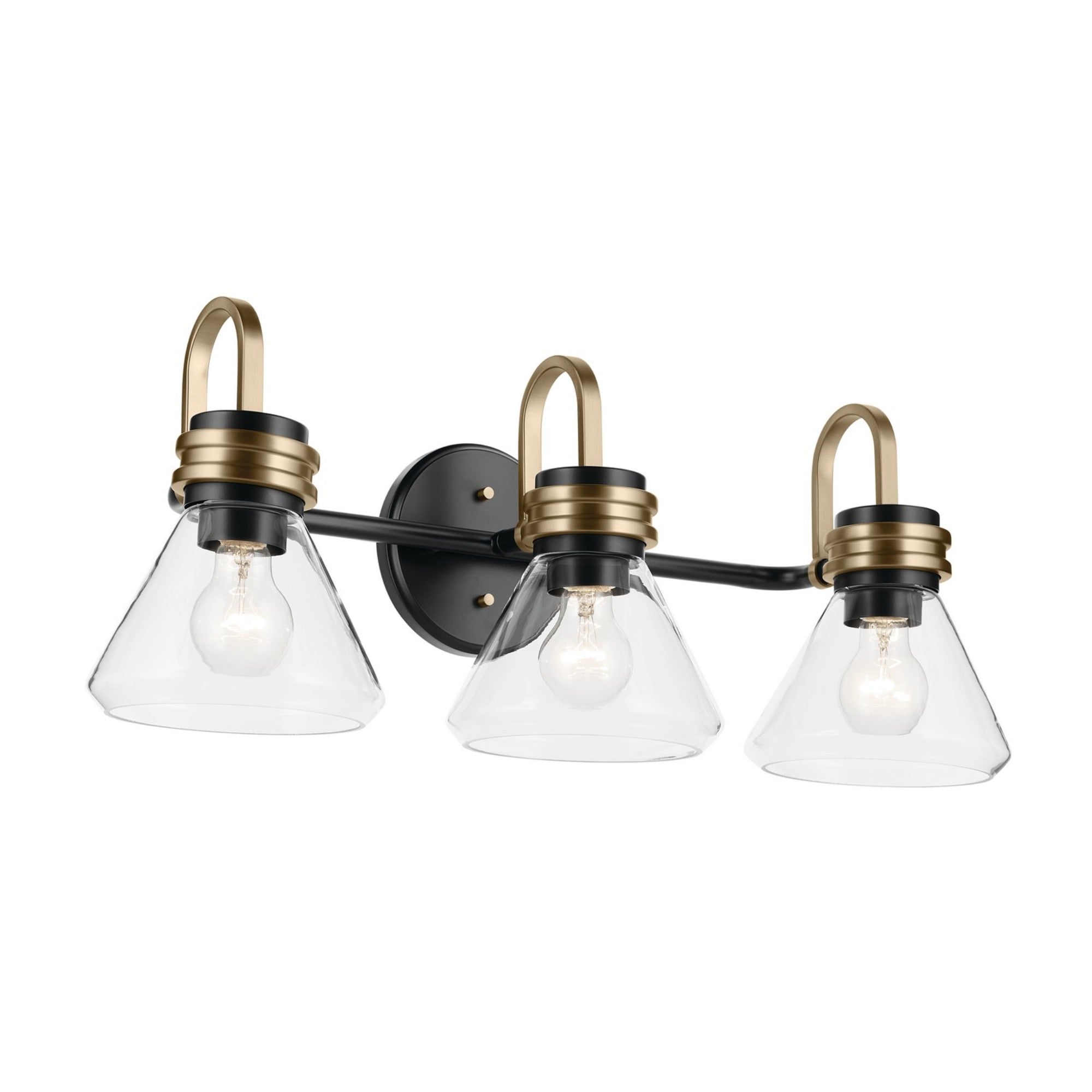 Farum 26" 3-Light Bath Vanity Light, Black Finish, Clear Glass - Bees Lighting