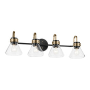 Farum 34" 4-Light Bath Vanity Light, Black Finish, Clear Glass - Bees Lighting