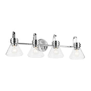 Farum 34" 4-Light Bath Vanity Light, Chrome Finish, Clear Glass - Bees Lighting
