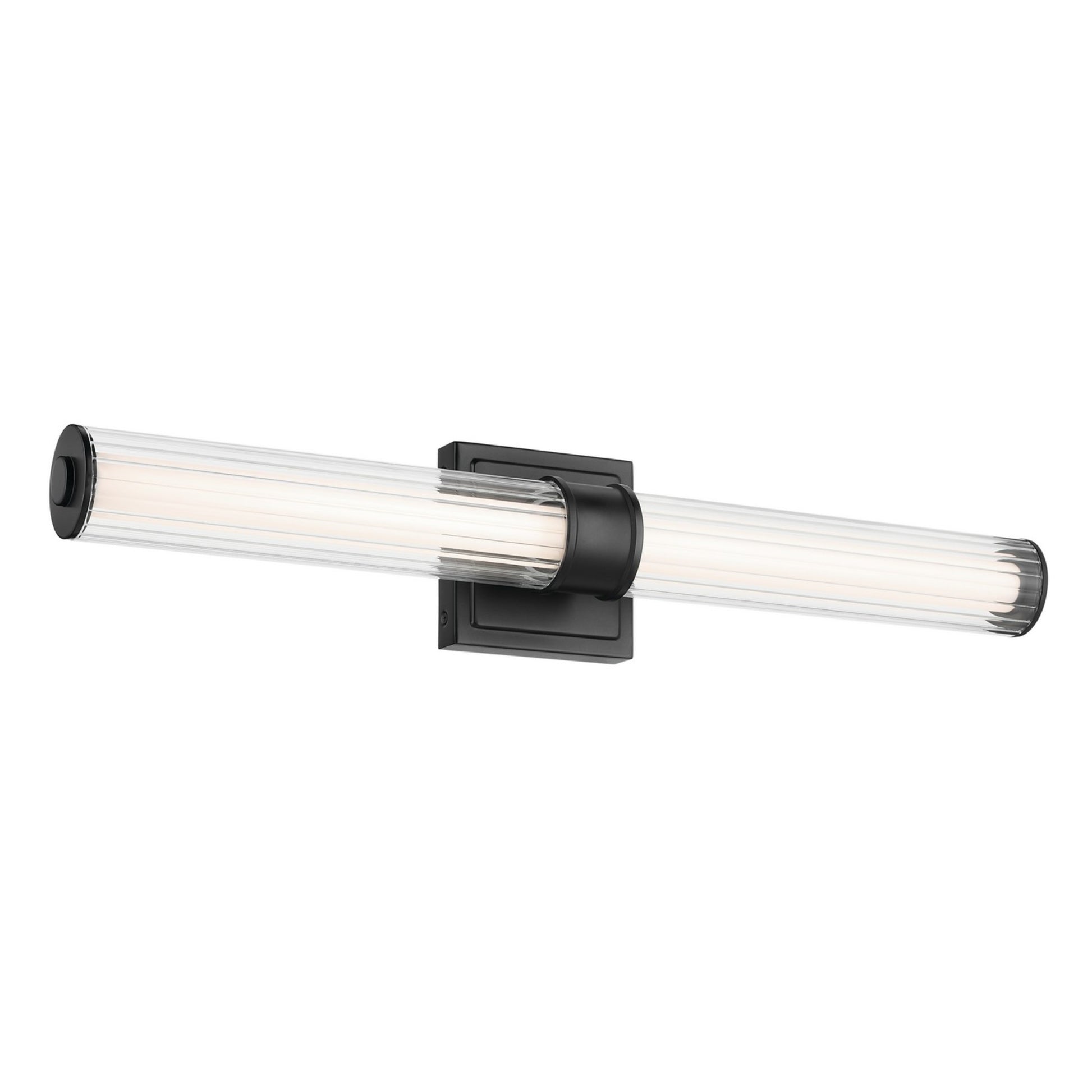 Laurene 27" LED Linear Bath Vanity, Black Finish, Fluted Glass - Bees Lighting