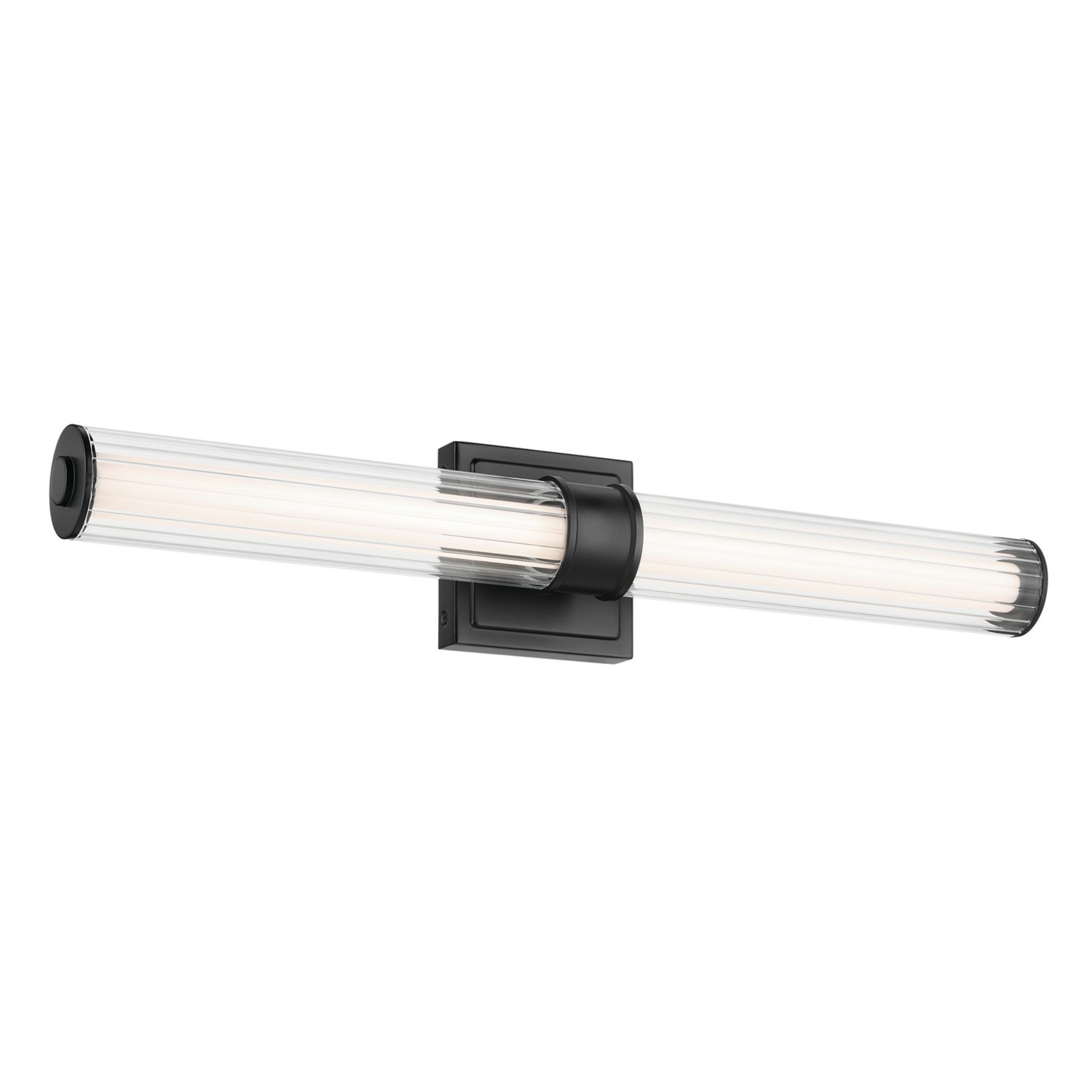 Laurene 27" LED Linear Bath Vanity, Black Finish, Fluted Glass - Bees Lighting