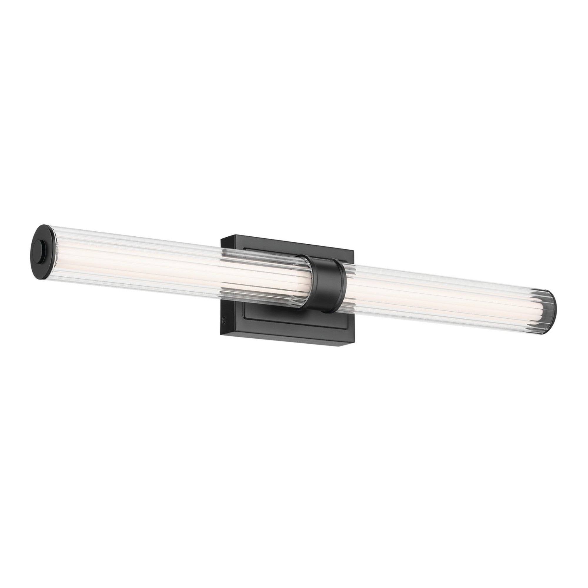 Laurene 31" LED Linear Bath Vanity, Black Finish, Fluted Glass - Bees Lighting