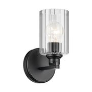 Gioe 5" Wall Sconce, Black Finish, Clear Fluted Glass - Bees Lighting
