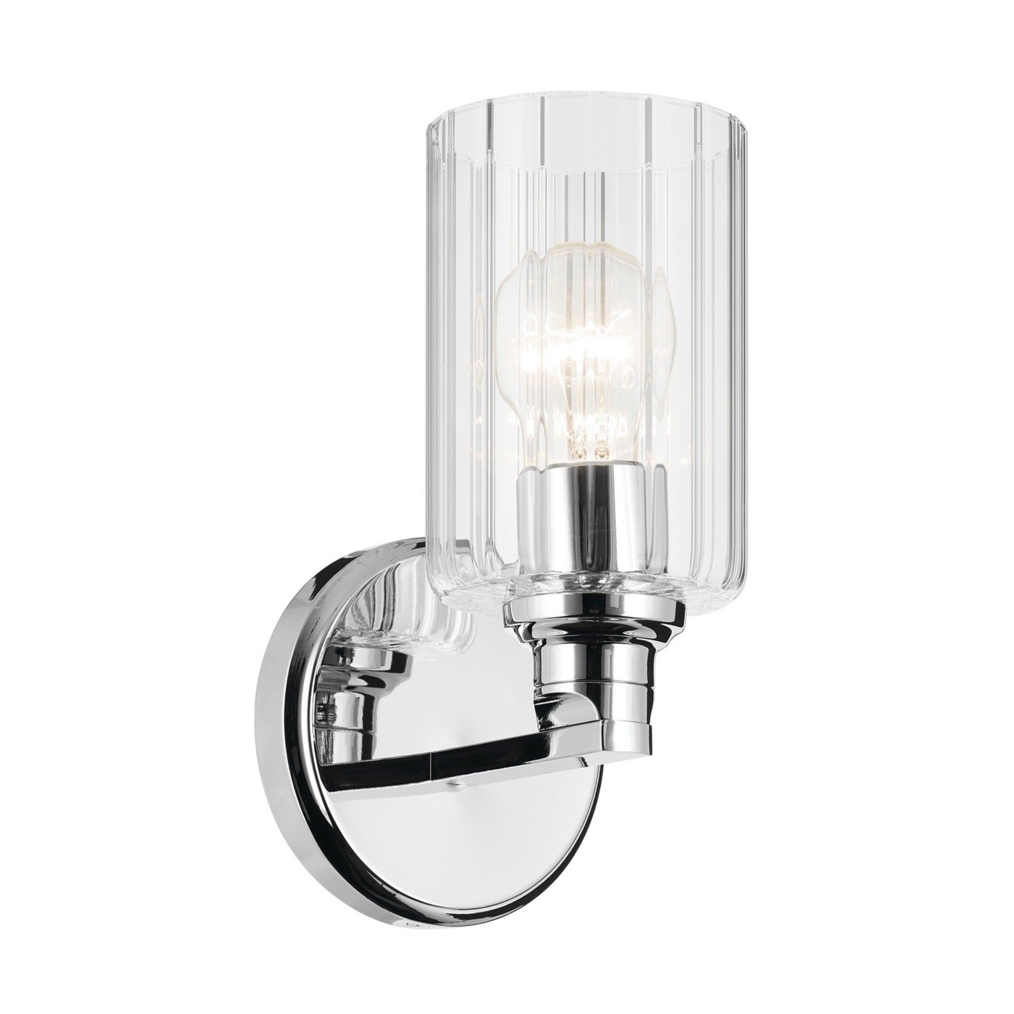 Gioe 5" Wall Sconce, Chrome Finish, Clear Fluted Glass - Bees Lighting