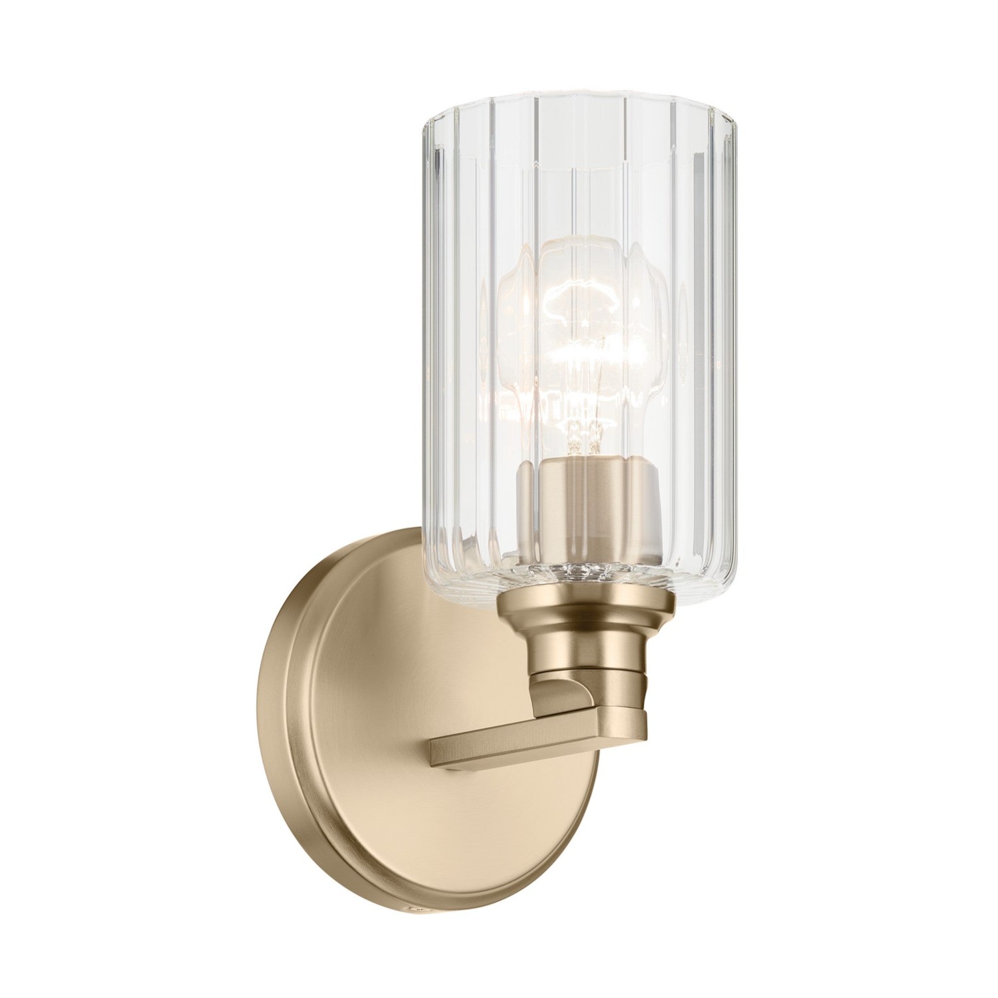 Gioe 5" Wall Sconce, Champagne Bronze Finish, Clear Fluted Glass - Bees Lighting