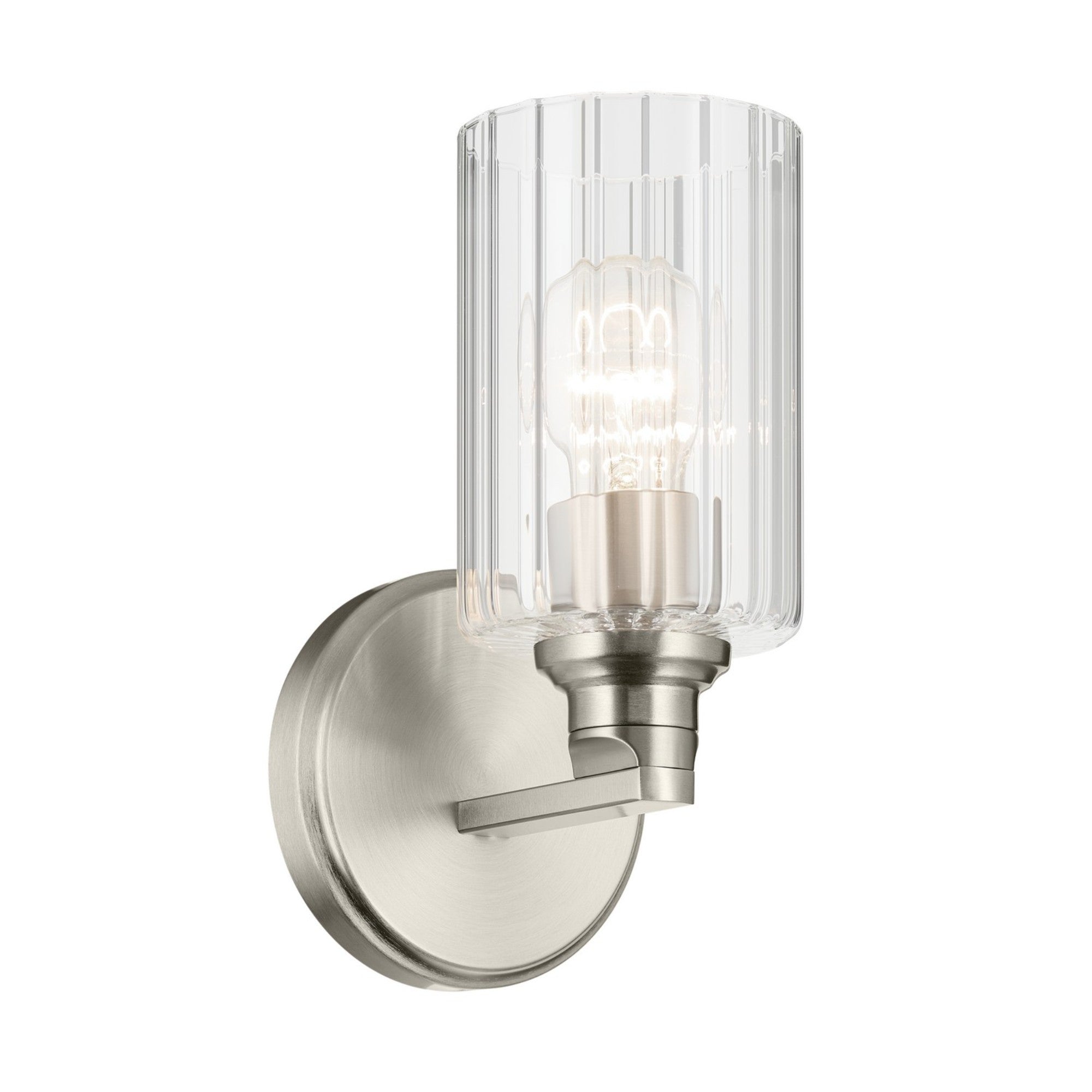 Gioe 5" Wall Sconce, Brushed Nickel Finish, Clear Fluted Glass - Bees Lighting