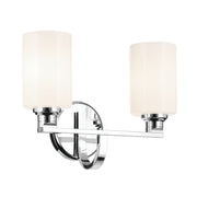 Gioe 14" 2-Light Bath Vanity Light, Chrome Finish Etched Glass - Bees Lighting