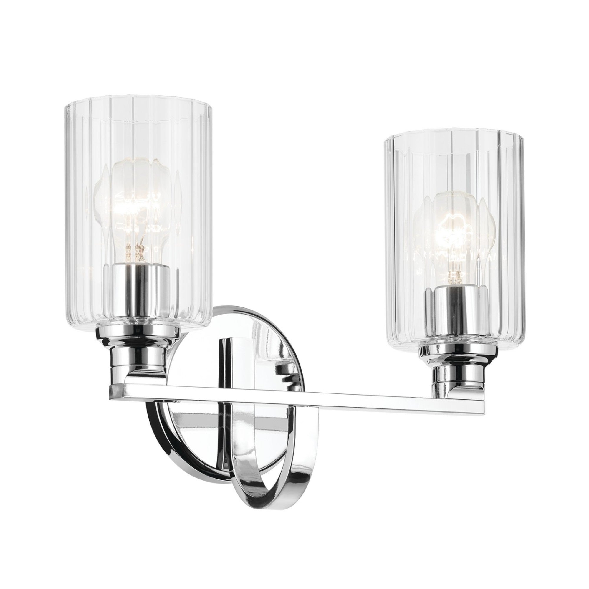Gioe 14" 2-Light Bath Vanity Light, Chrome Finish Fluted Glass - Bees Lighting