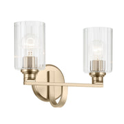 Gioe 14" 2-Light Bath Vanity Light, Champagne Bronze Finish Fluted Glass - Bees Lighting