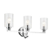 Gioe 24" 3-Light Bath Vanity Light, Chrome Finish Fluted Glass - Bees Lighting