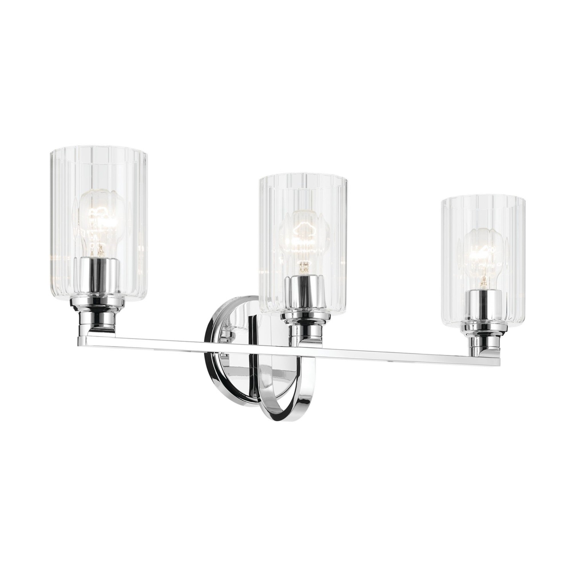 Gioe 24" 3-Light Bath Vanity Light, Chrome Finish Fluted Glass - Bees Lighting