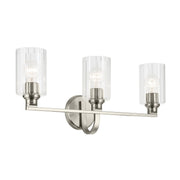 Gioe 24" 3-Light Bath Vanity Light, Brushed Nickel Finish Fluted Glass - Bees Lighting