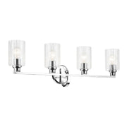 Gioe 32" 4-Light Bath Vanity Light, Chrome Finish Fluted Glass - Bees Lighting