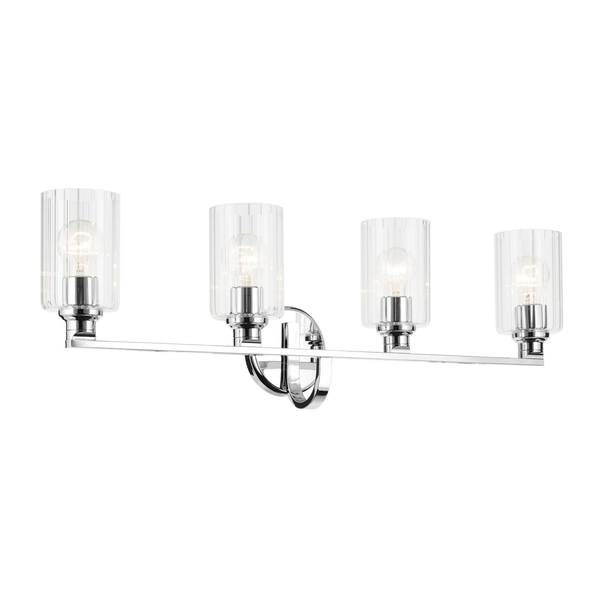 Gioe 32" 4-Light Bath Vanity Light, Chrome Finish Fluted Glass - Bees Lighting
