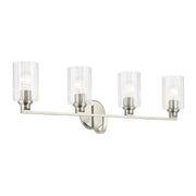 Gioe 32" 4-Light Bath Vanity Light, Brushed Nickel Finish Fluted Glass - Bees Lighting