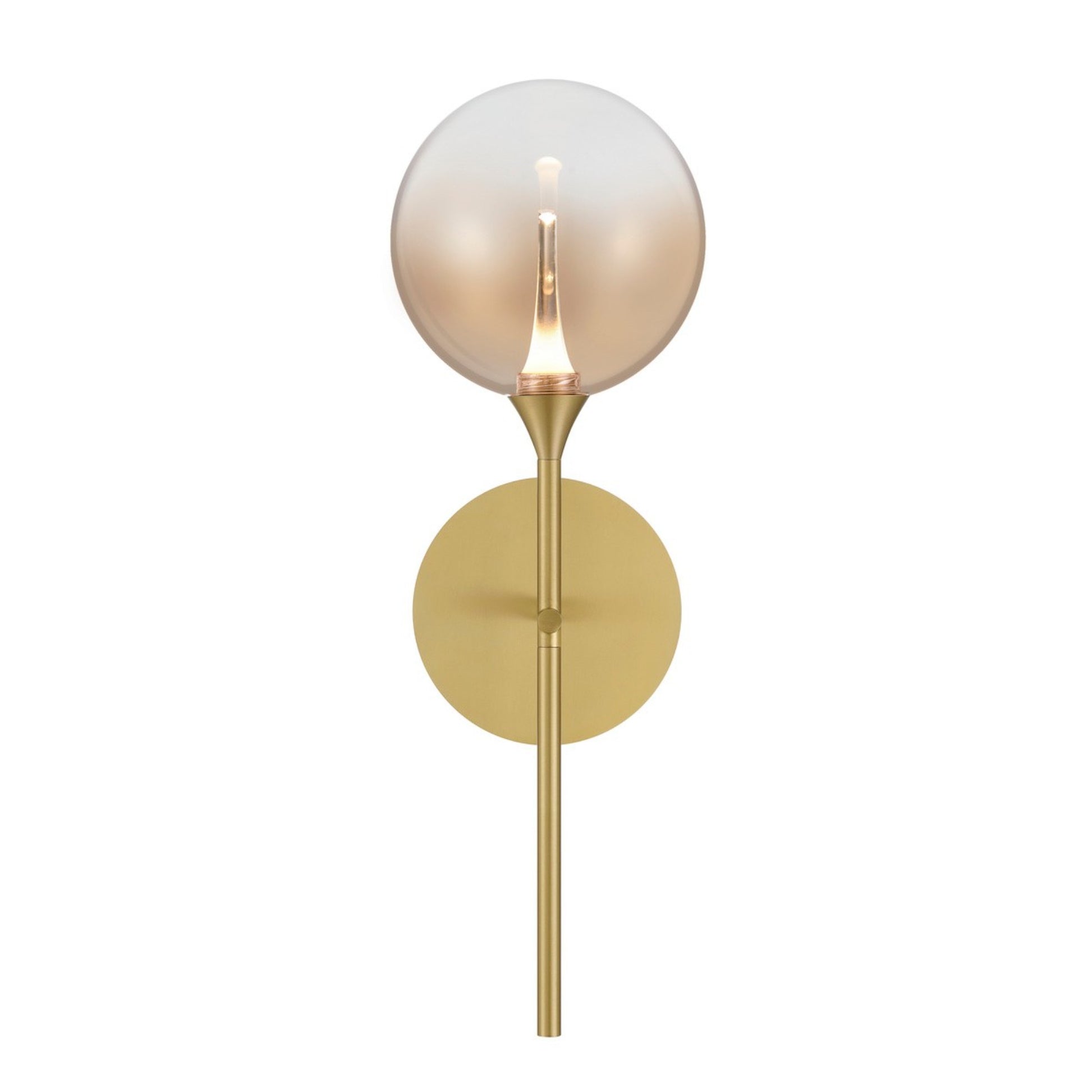 Iissa 19" LED Wall Sconce, Gold Finish with Amber Glass - Bees Lighting
