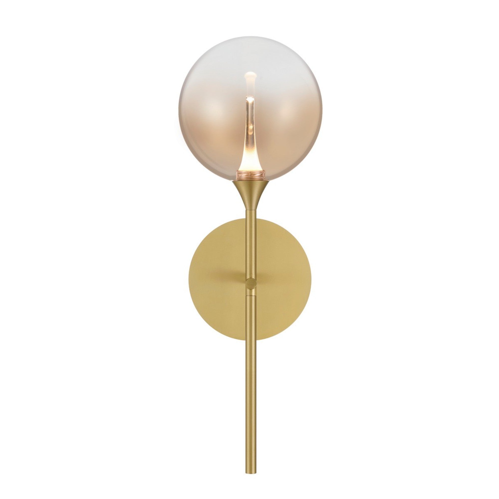 Iissa 19" LED Wall Sconce, Gold Finish with Amber Glass - Bees Lighting