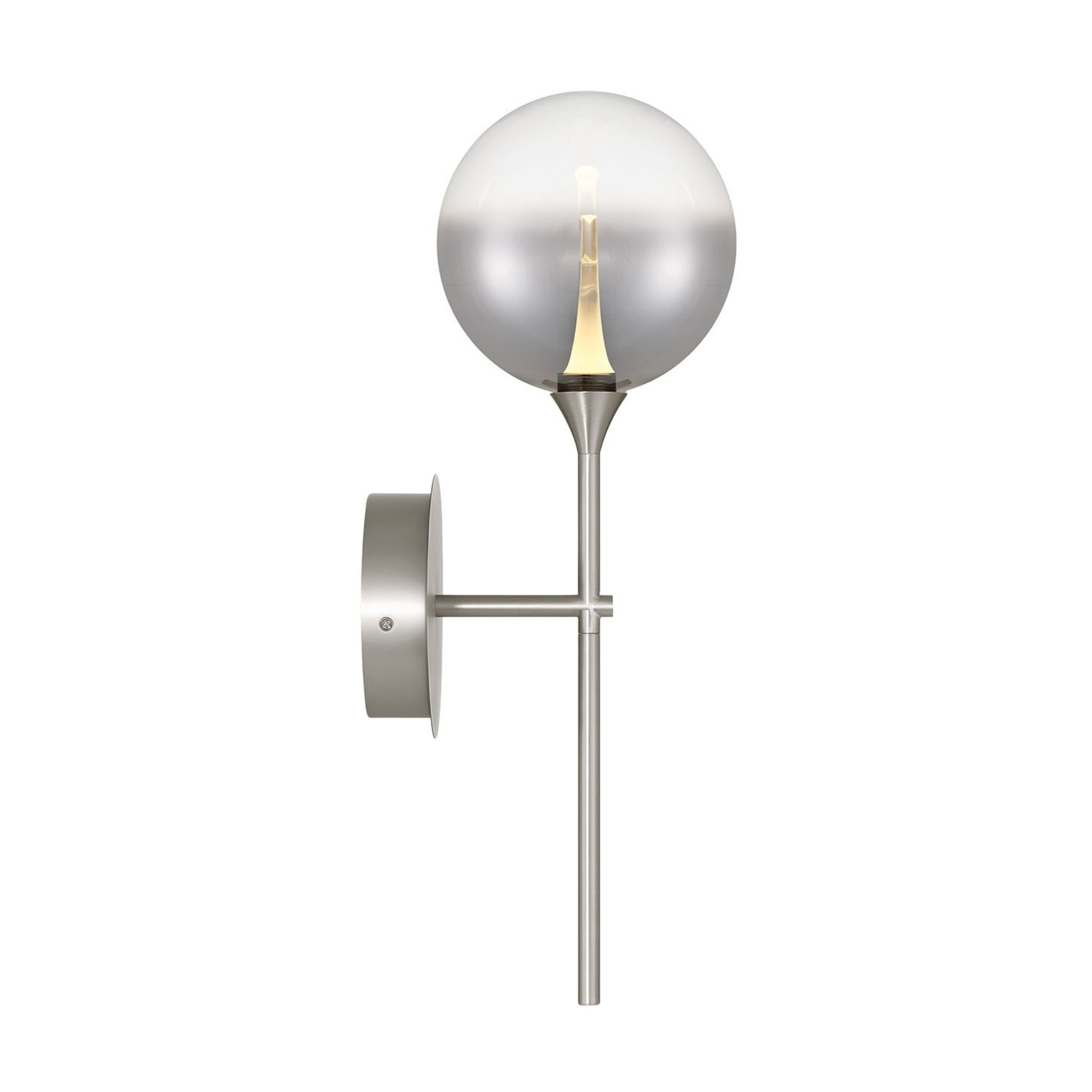 Iissa 19" LED Wall Sconce, Nickel Finish with Smoked Glass - Bees Lighting