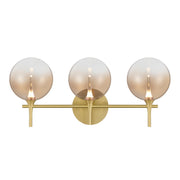 Iissa 3-Light 24" LED Vanity, Gold Finish with Amber Glass - Bees Lighting