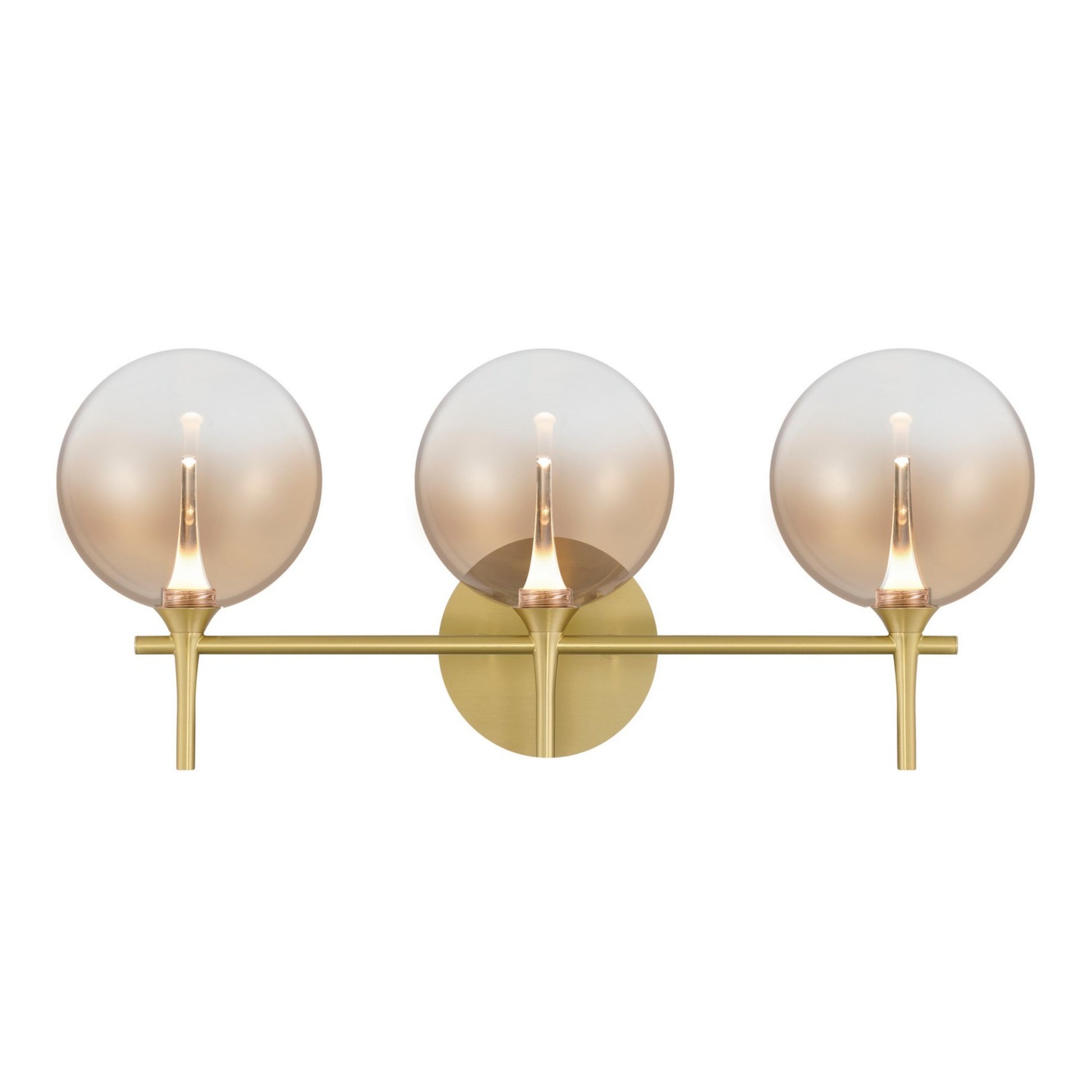 Iissa 3-Light 24" LED Vanity, Gold Finish with Amber Glass - Bees Lighting