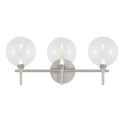 Iissa 3-Light 24" LED Vanity, Nickel Finish with Clear Glass - Bees Lighting