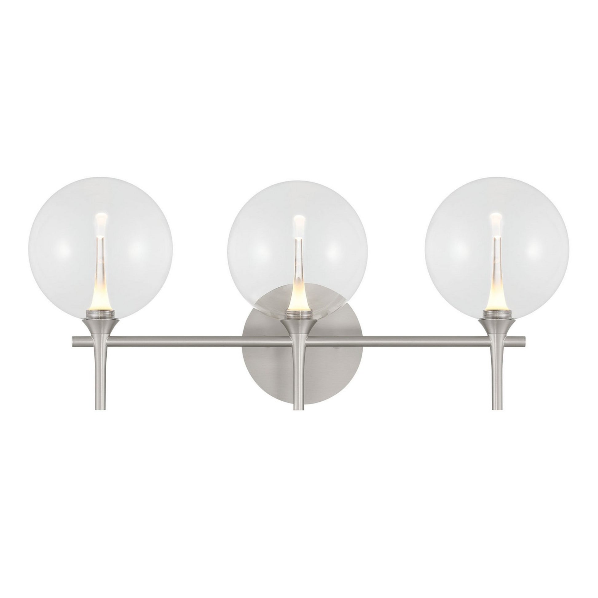Iissa 3-Light 24" LED Vanity, Nickel Finish with Clear Glass - Bees Lighting