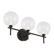 Iissa 3-Light 24" LED Vanity, Black Finish with Clear Glass - Bees Lighting