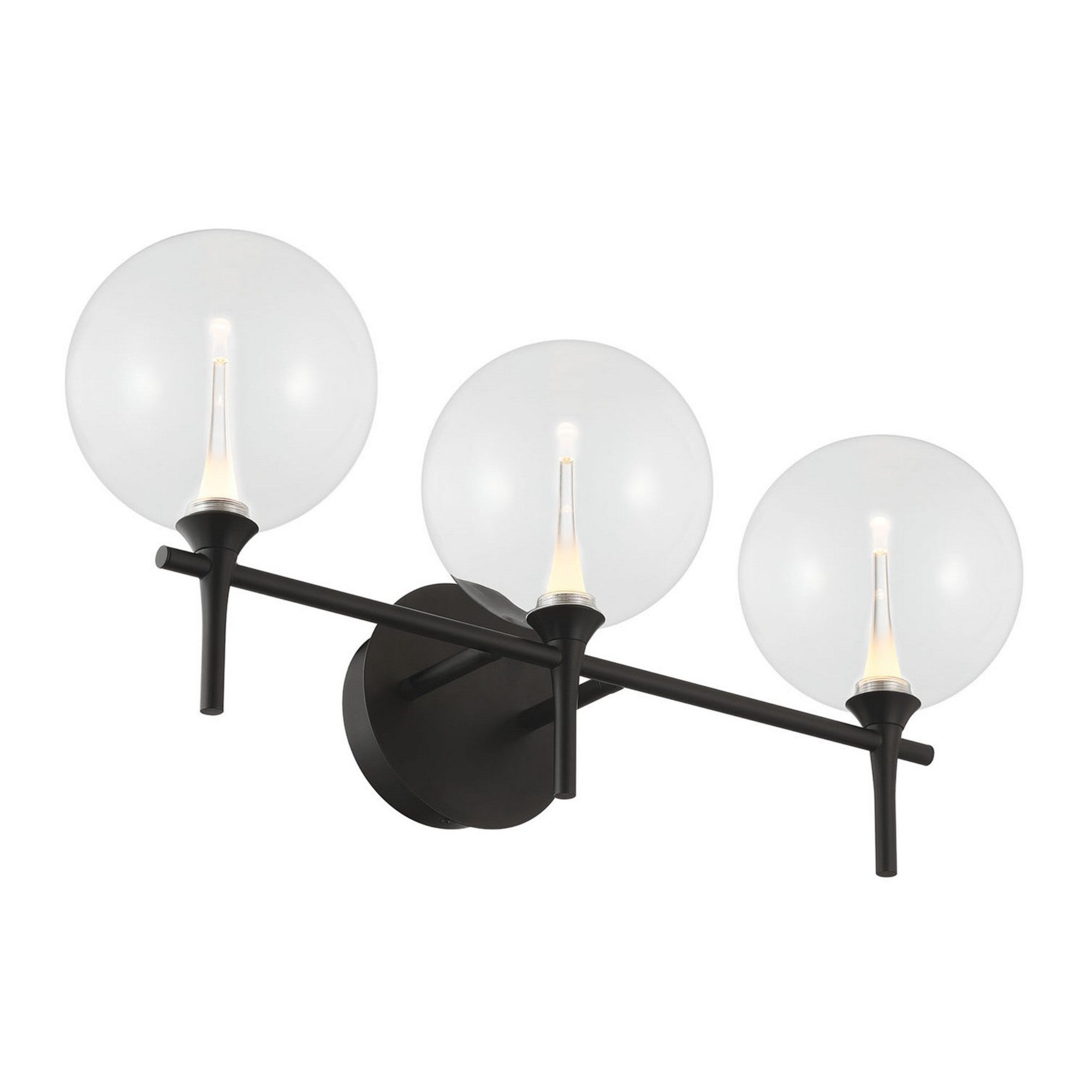 Iissa 3-Light 24" LED Vanity, Black Finish with Clear Glass - Bees Lighting