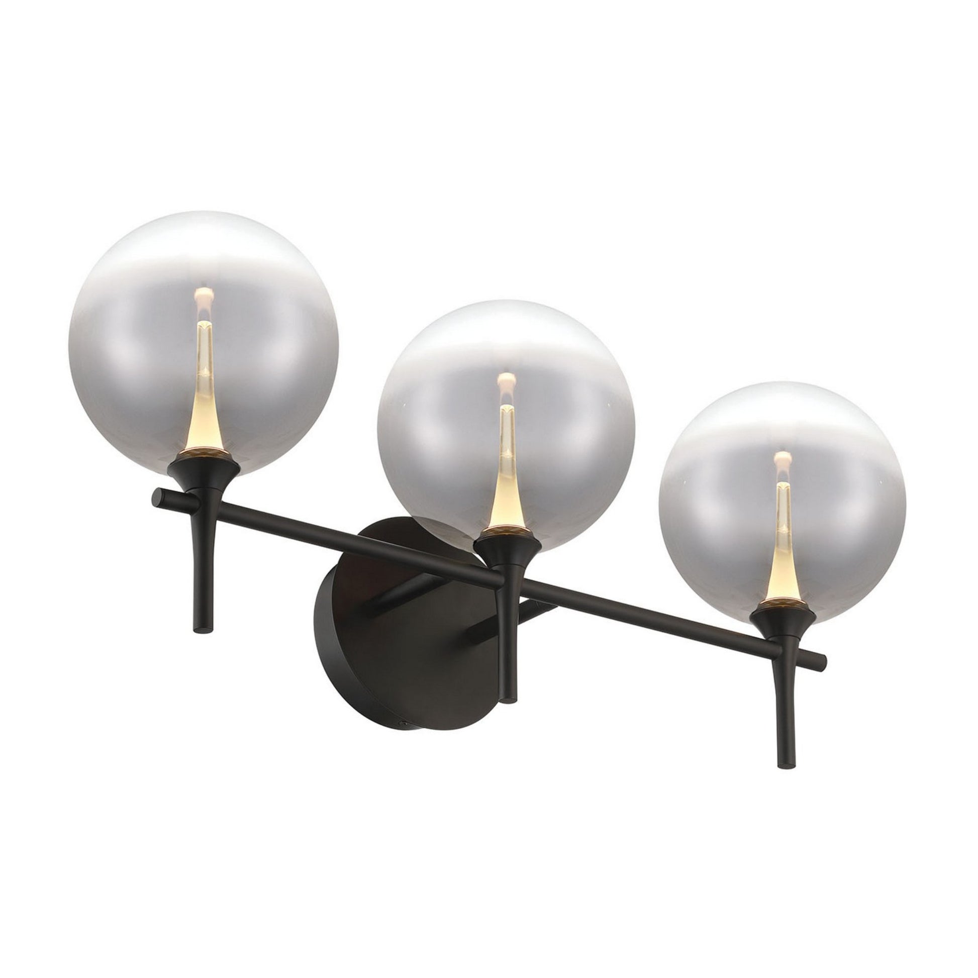 Iissa 3-Light 24" LED Vanity, Black Finish with Smoked Glass - Bees Lighting