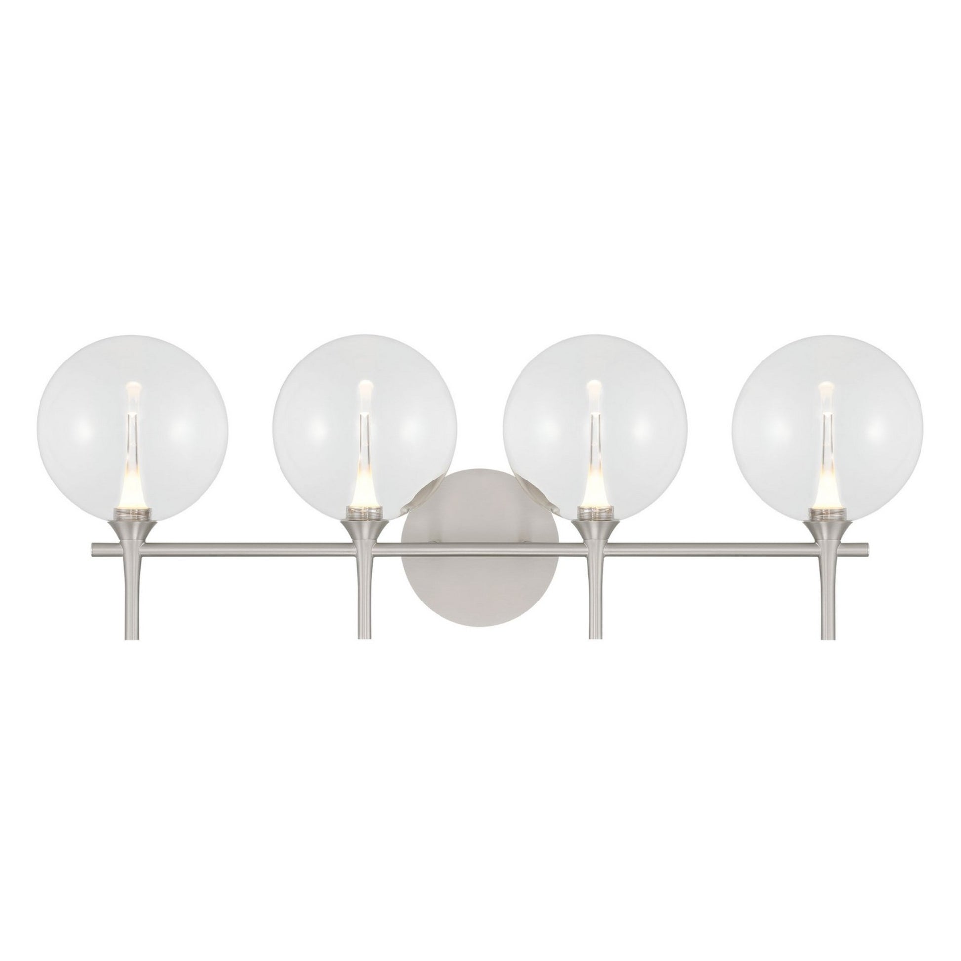 Iissa 4-Light 30" LED Vanity, Nickel Finish with Clear Glass - Bees Lighting