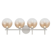 Iissa 4-Light 30" LED Vanity, Nickel Finish with Amber Glass - Bees Lighting