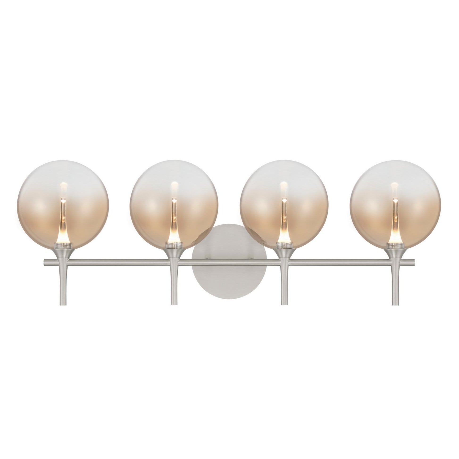 Iissa 4-Light 30" LED Vanity, Nickel Finish with Amber Glass - Bees Lighting