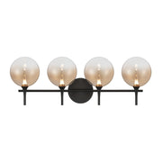 Iissa 4-Light 30" LED Vanity, Black Finish with Amber Glass - Bees Lighting