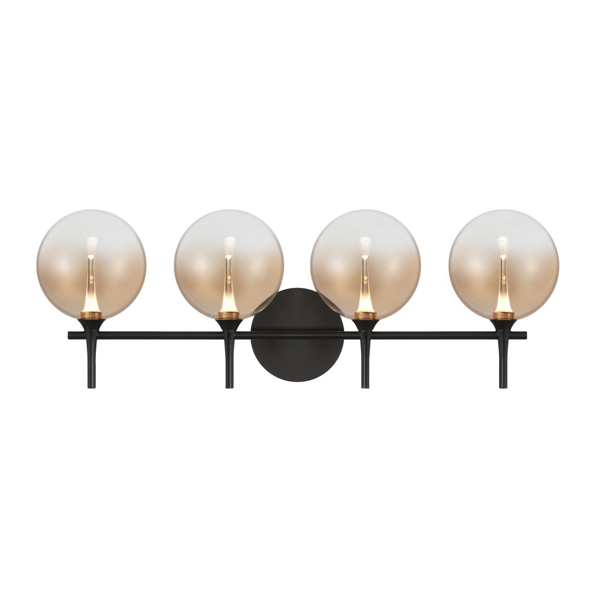 Iissa 4-Light 30" LED Vanity, Black Finish with Amber Glass - Bees Lighting
