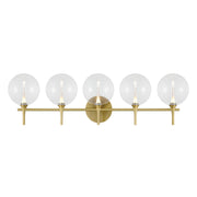 Iissa 5-Light 35" LED Vanity, Gold Finish with Clear Glass - Bees Lighting