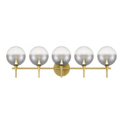 Iissa 5-Light 35" LED Vanity, Gold Finish with Smoked Glass - Bees Lighting