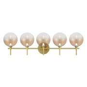 Iissa 5-Light 35" LED Vanity, Gold Finish with Amber Glass - Bees Lighting