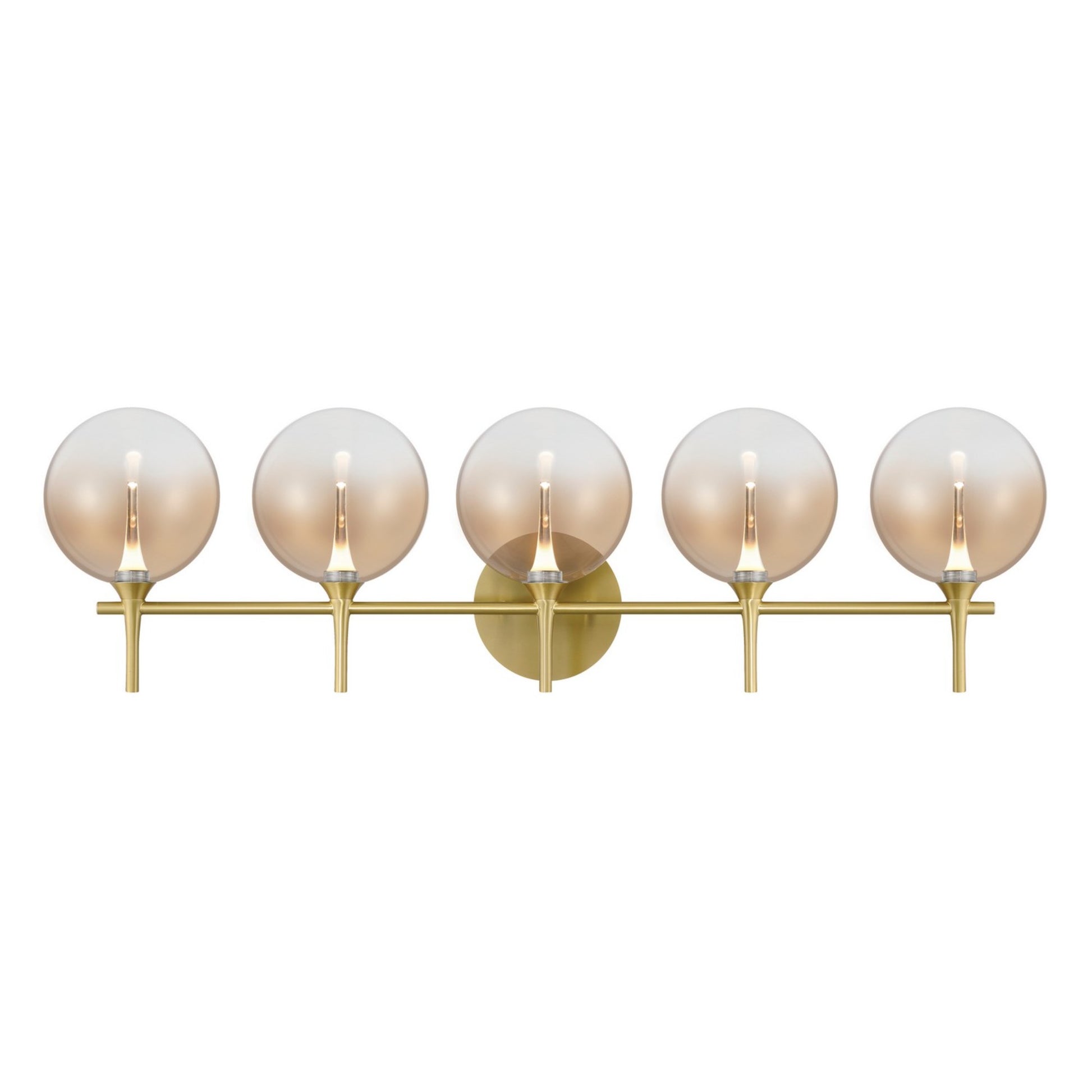 Iissa 5-Light 35" LED Vanity, Gold Finish with Amber Glass - Bees Lighting