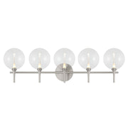 Iissa 5-Light 35" LED Vanity, Nickel Finish with Clear Glass - Bees Lighting