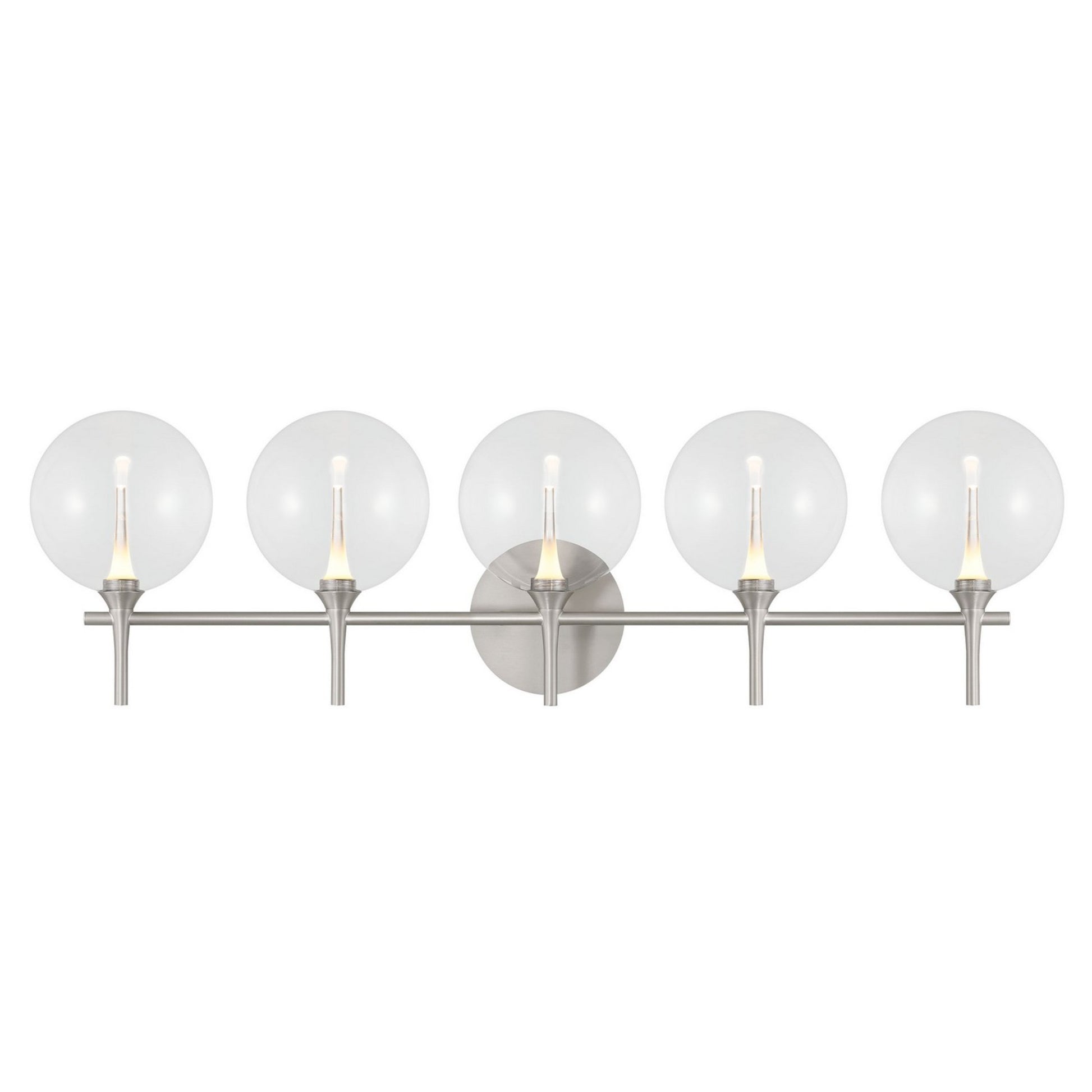 Iissa 5-Light 35" LED Vanity, Nickel Finish with Clear Glass - Bees Lighting