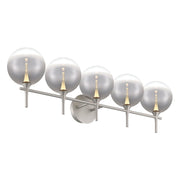 Iissa 5-Light 35" LED Vanity, Nickel Finish with Smoked Glass - Bees Lighting