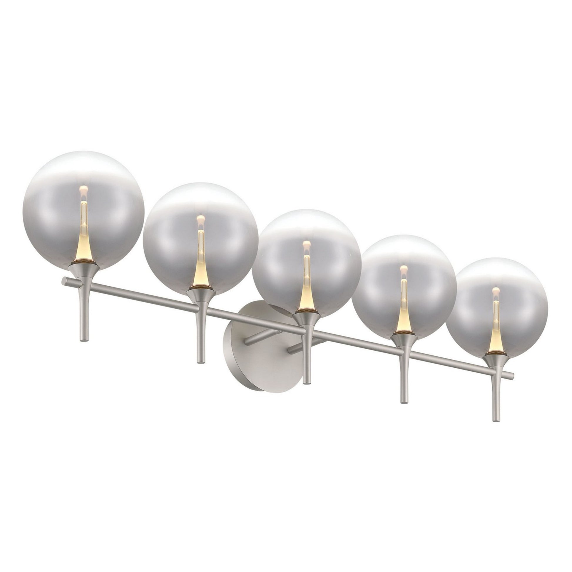 Iissa 5-Light 35" LED Vanity, Nickel Finish with Smoked Glass - Bees Lighting