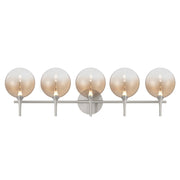 Iissa 5-Light 35" LED Vanity, Nickel Finish with Amber Glass - Bees Lighting