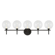 Iissa 5-Light 35" LED Vanity, Black Finish with Clear Glass - Bees Lighting