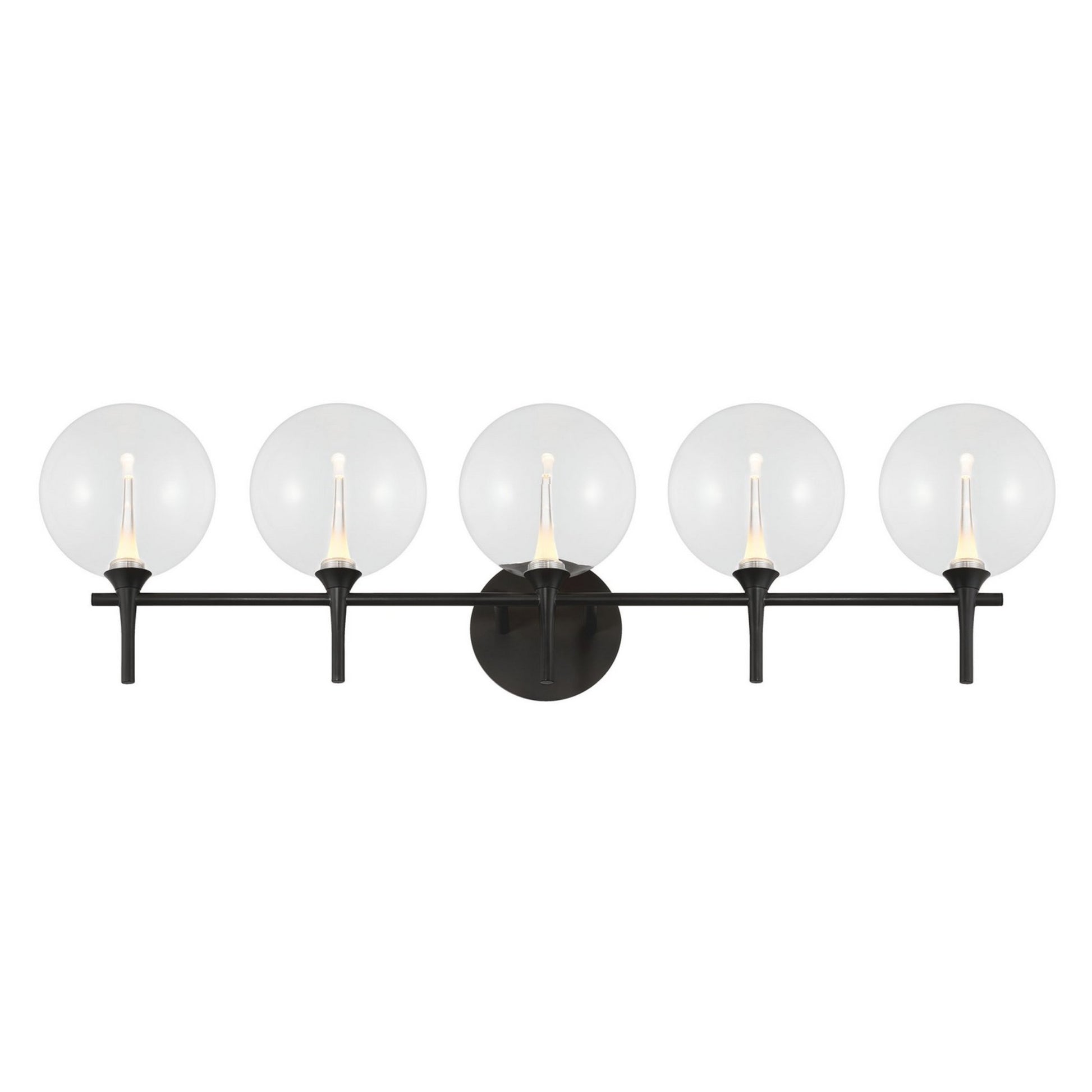 Iissa 5-Light 35" LED Vanity, Black Finish with Clear Glass - Bees Lighting
