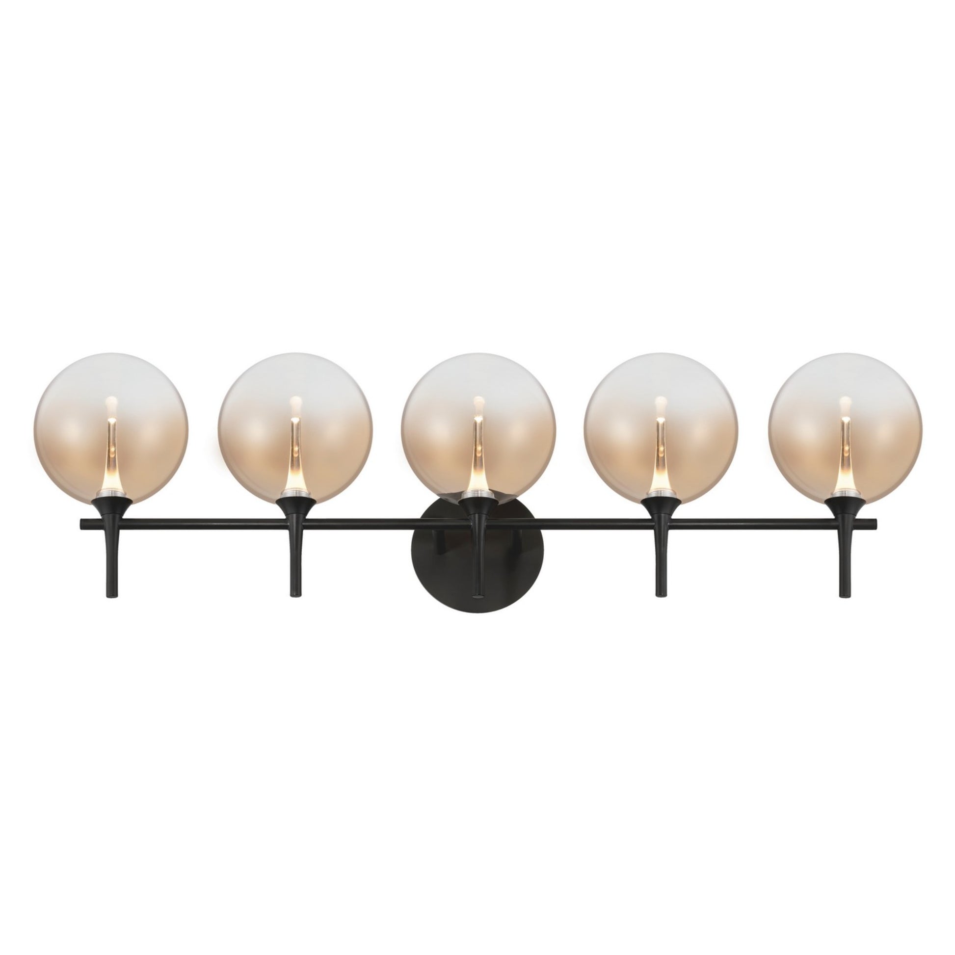 Iissa 5-Light 35" LED Vanity, Black Finish with Amber Glass - Bees Lighting